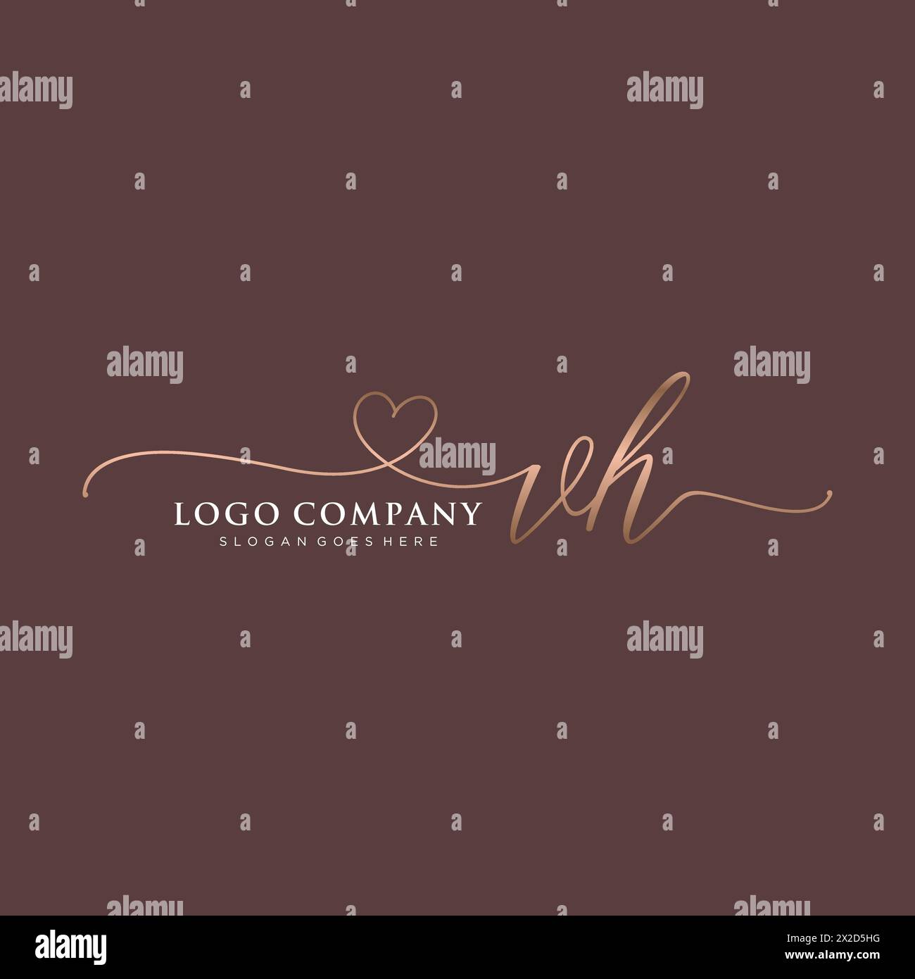 Monogramma di bellezza VH e logo elegante Illustrazione Vettoriale