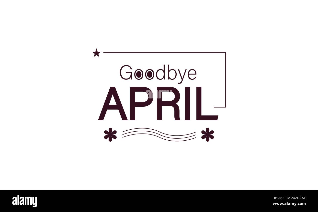 Transizione primaverile per dire addio ad aprile e benvenuto a maggio con illustrazione di testo Illustrazione Vettoriale