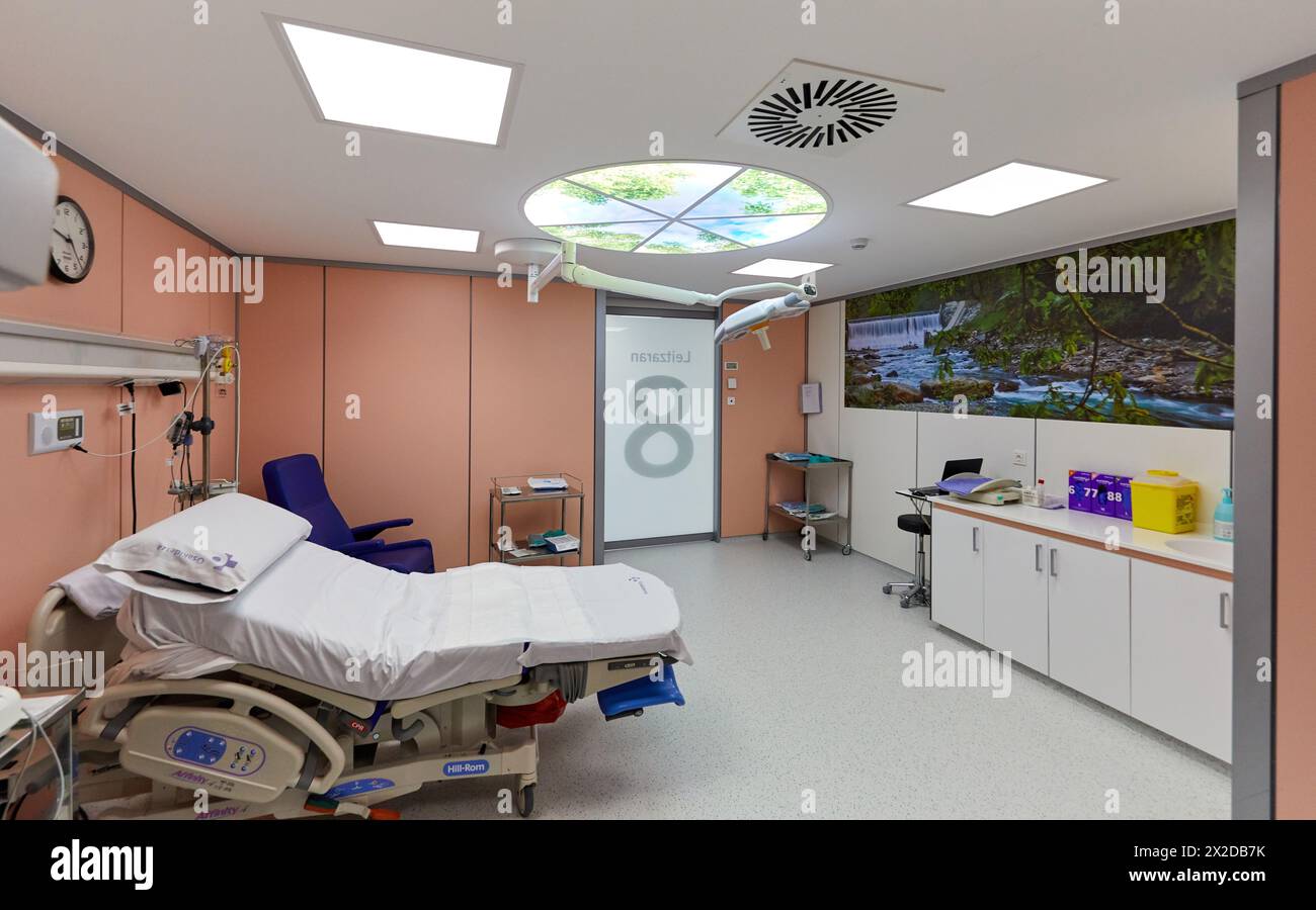 Sala parto, reparto di maternità, Ospedale Donostia, San Sebastian, Gipuzkoa, Paesi Baschi Foto Stock