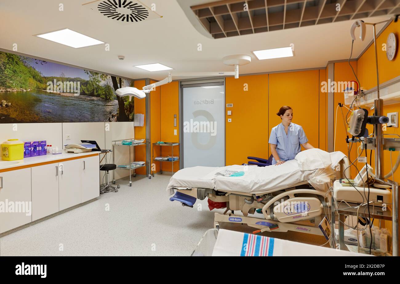 Sala parto, reparto di maternità, Ospedale Donostia, San Sebastian, Gipuzkoa, Paesi Baschi Foto Stock