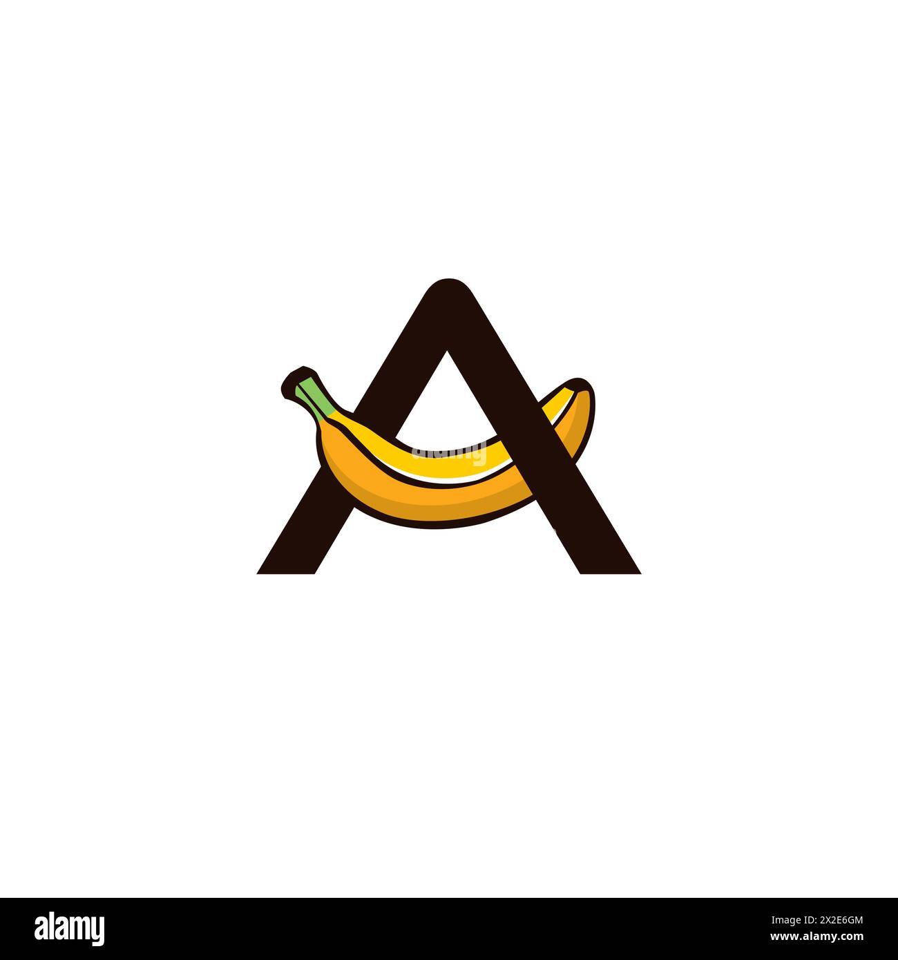 Logo banana Letter A. Icona della frutta Illustrazione Vettoriale
