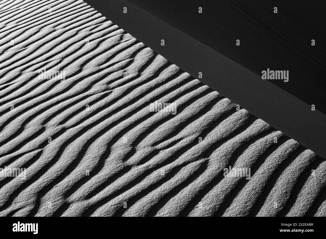 Dettagli in bianco e nero di texture e ombra sulle dune di sabbia del deserto Foto Stock