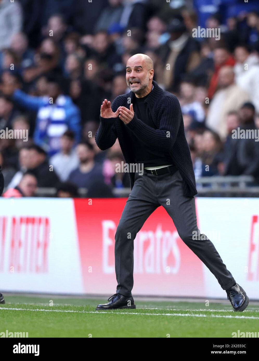 Londra, Regno Unito. 20 aprile 2024. PEP Guardiola (manager di Man City) alla semifinale della Emirates fa Cup, Manchester City contro Chelsea, allo Stadio di Wembley, Londra, Regno Unito, il 20 aprile 2024 credito: Paul Marriott/Alamy Live News Foto Stock