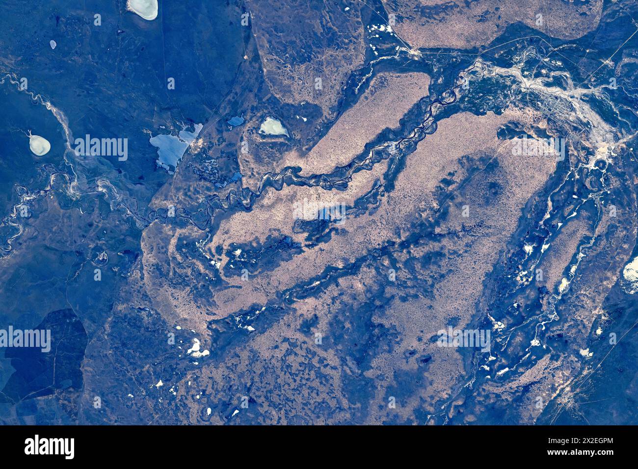 Caratteristiche di terra in Kazakistan. Miglioramento digitale di un'immagine da parte della NASA Foto Stock