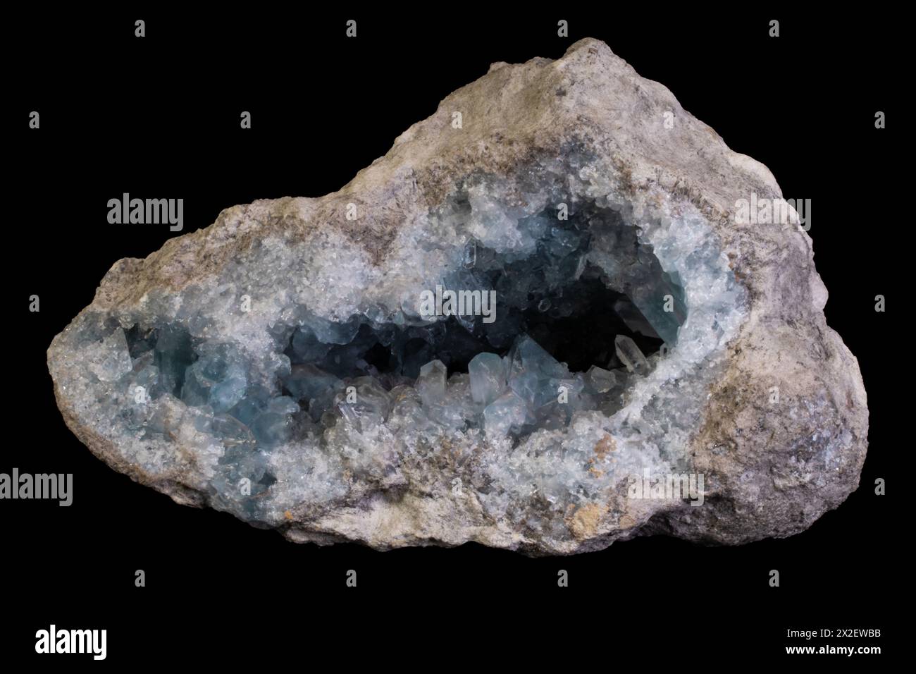Foto ravvicinata di un campione minerale di cristalli di Celestino Foto Stock