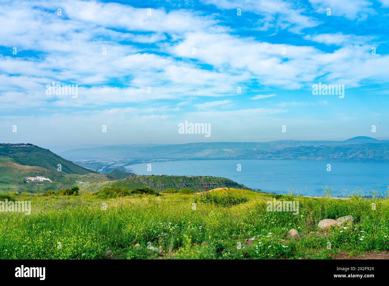 Vista del Mare di Galilea [Lago Kineret o Lago Tiberiade], Israele Foto Stock