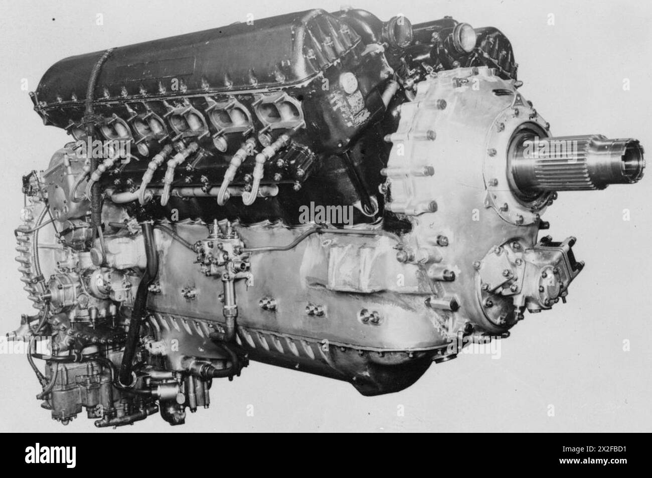 Il Rolls-Royce Merlin XX è un motore da 1.390 hp, 12 cilindri, raffreddato a liquido, sovralimentato in linea utilizzato dalla Royal Air Force nel 1939-1945. Foto Stock
