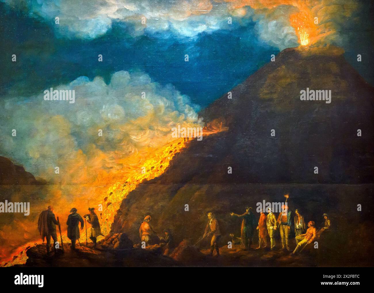 L'eruzione del Vesuvio nel 1774 di Jakob Philipp Hackert (1736-1807), 1774, olio su carta montato su tela Foto Stock