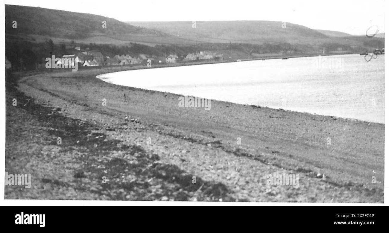 Costruzione di strutture portuali a Loch Ryan, Wigtownshire da parte di ingegneri dell'esercito britannico, concentrandosi sullo sviluppo delle infrastrutture per le operazioni in tempo di guerra. Foto Stock