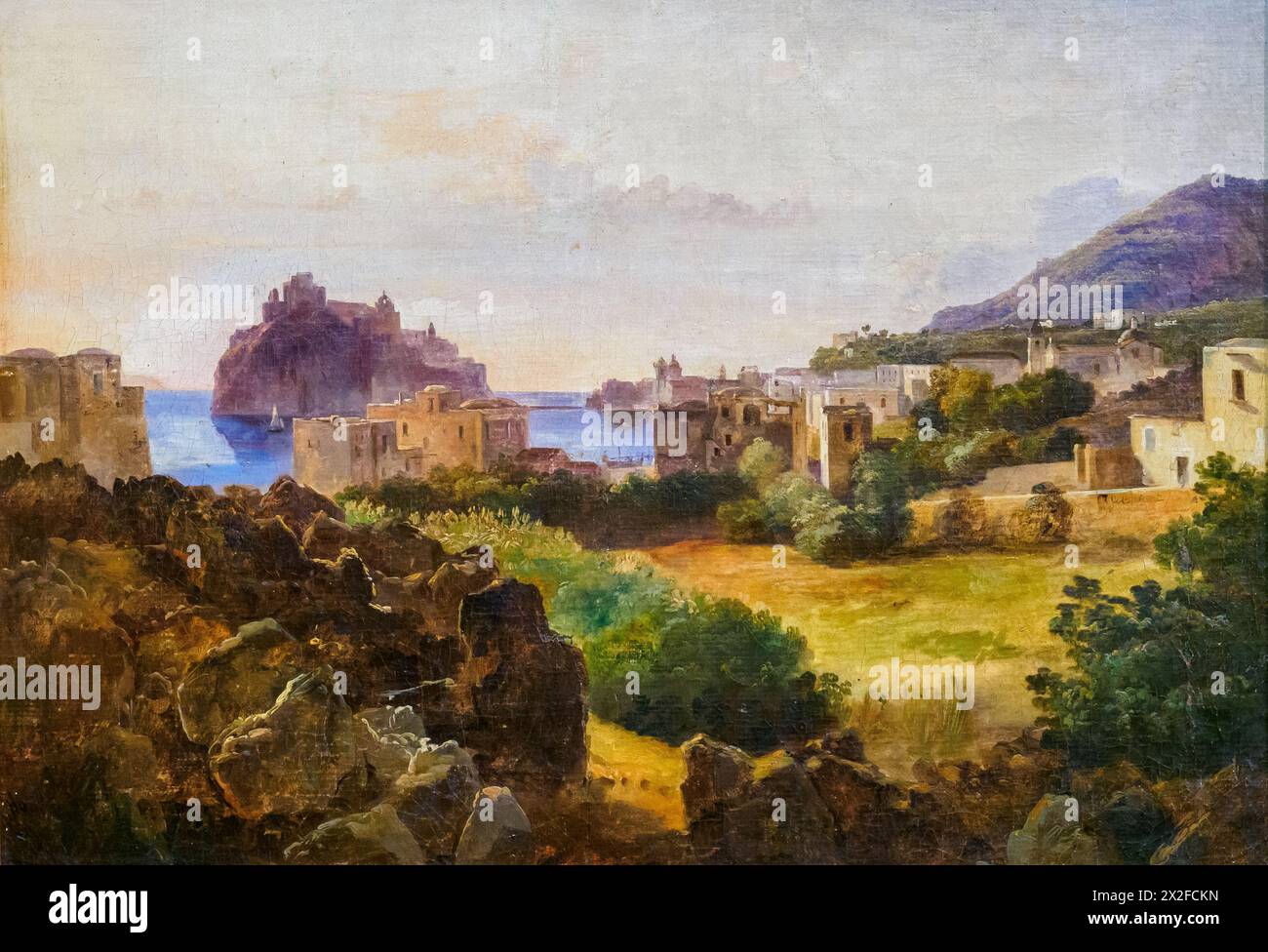 Vista di Ischia di Anton Sminck Van Pitloo (1790-1837), olio su tela Foto Stock
