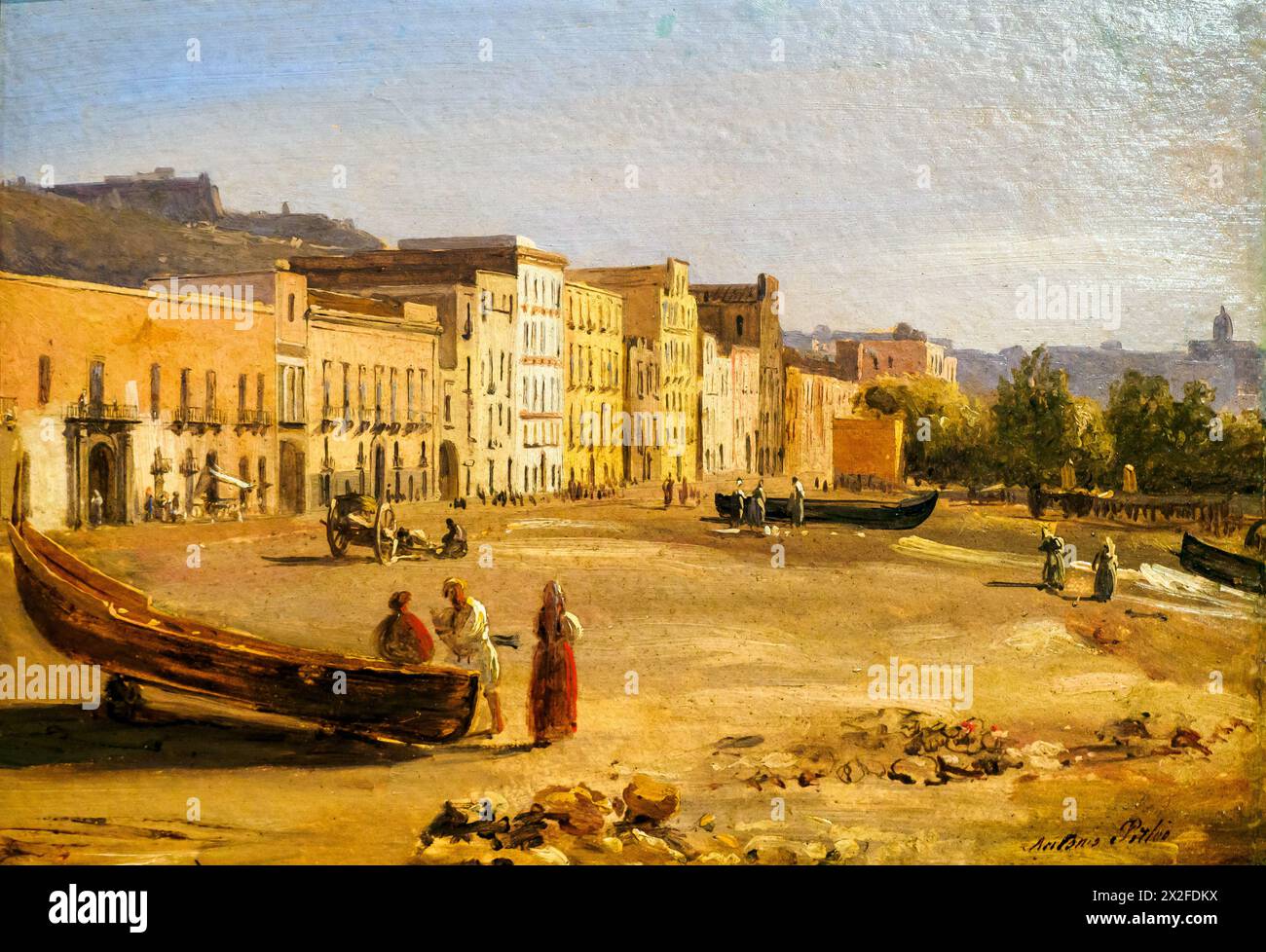 La Riviera di Chiaia a Napoli di Anton Sminck Van Pitloo (1790-1837), 1830, olio su tela montato su legno Foto Stock