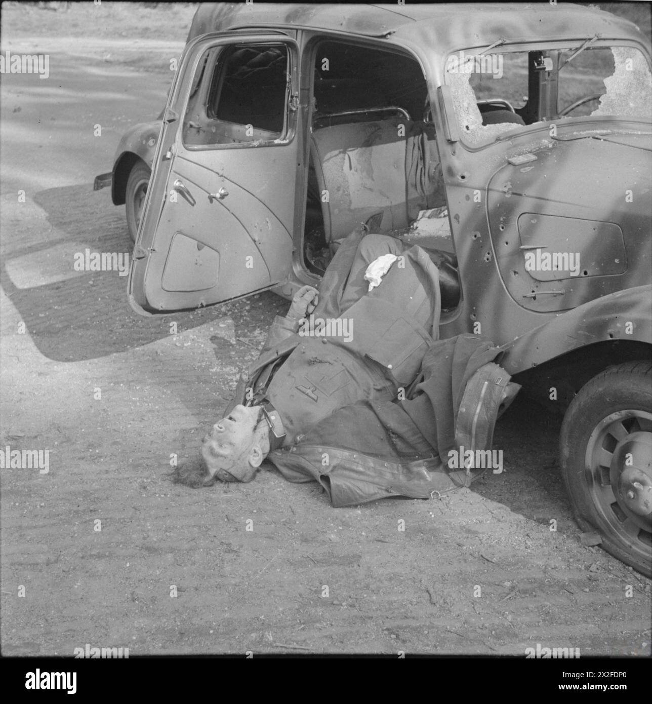 Il maggior generale Friedrich Kussin dell'esercito tedesco fu ucciso ad Arnhem il 17 settembre 1944 dopo che la sua auto fu imboscata dal plotone n. 5, compagnia B, 3rd Parachute Battalion, 1st Airborne Division, durante l'operazione Market Garden. Foto Stock