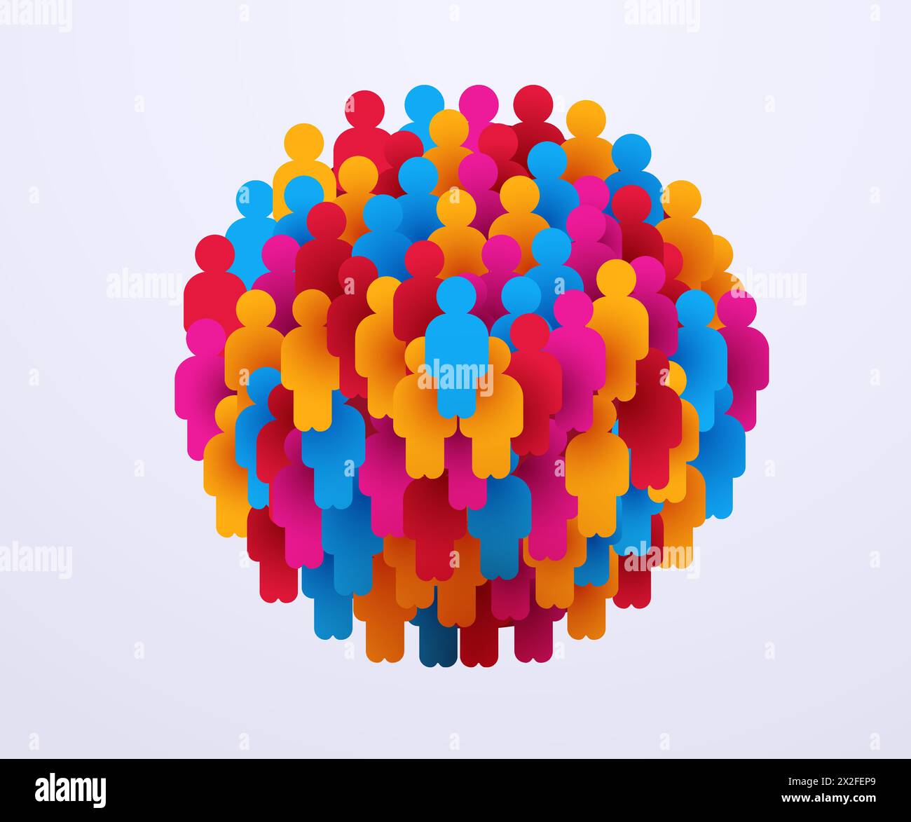 Un grande gruppo di persone a forma di cerchio. Illustrazione vettoriale Illustrazione Vettoriale