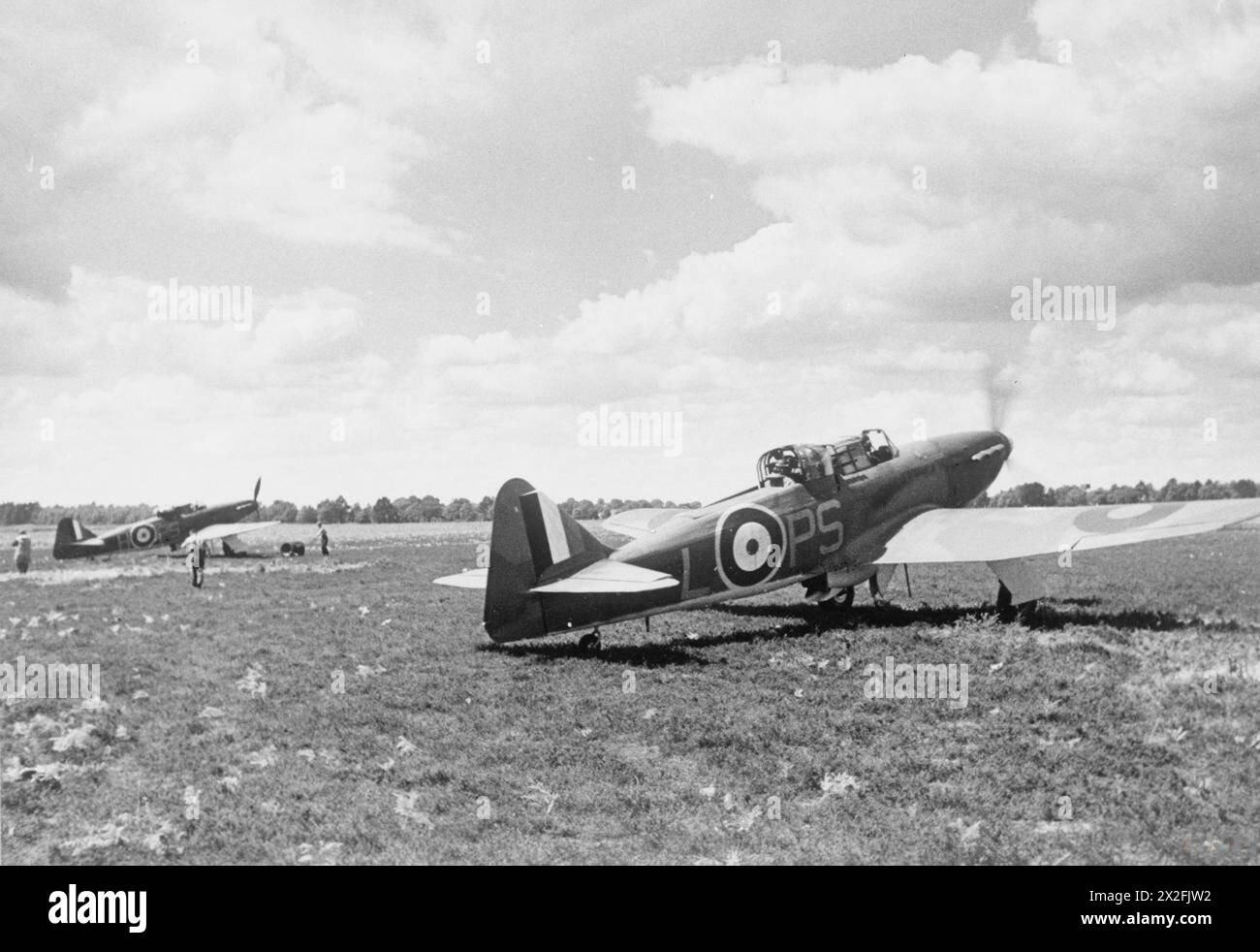Boulton Paul Defiant Aircraft del No. 264 Squadron RAF di stanza a Kirton a Lindsey, in Inghilterra, nel luglio 1940 durante la Battaglia d'Inghilterra. Foto Stock