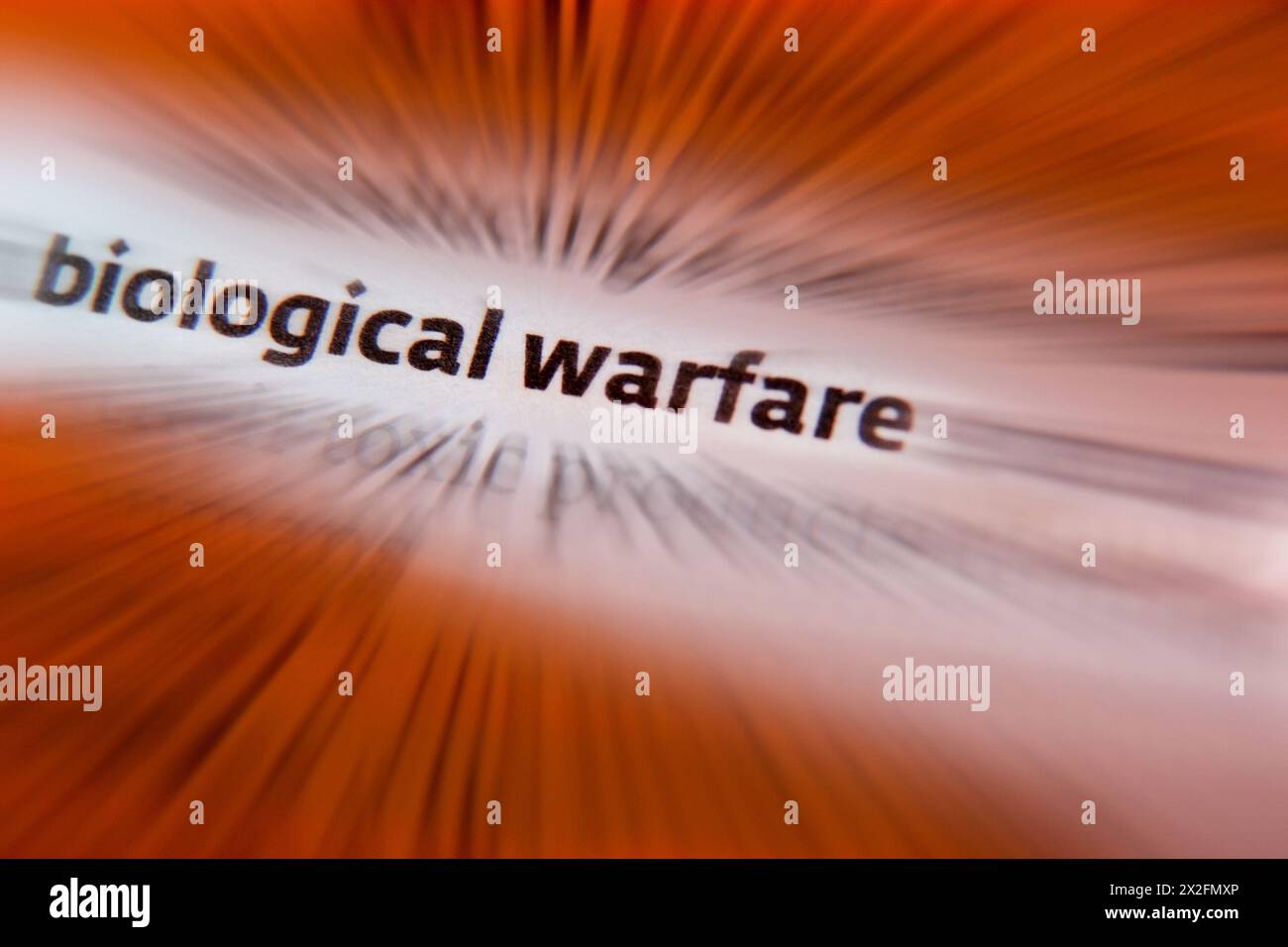Armi di distruzione di massa - la guerra biologica, nota anche come guerra dei germi, è l'uso di tossine biologiche o agenti infettivi come i batteri An Foto Stock