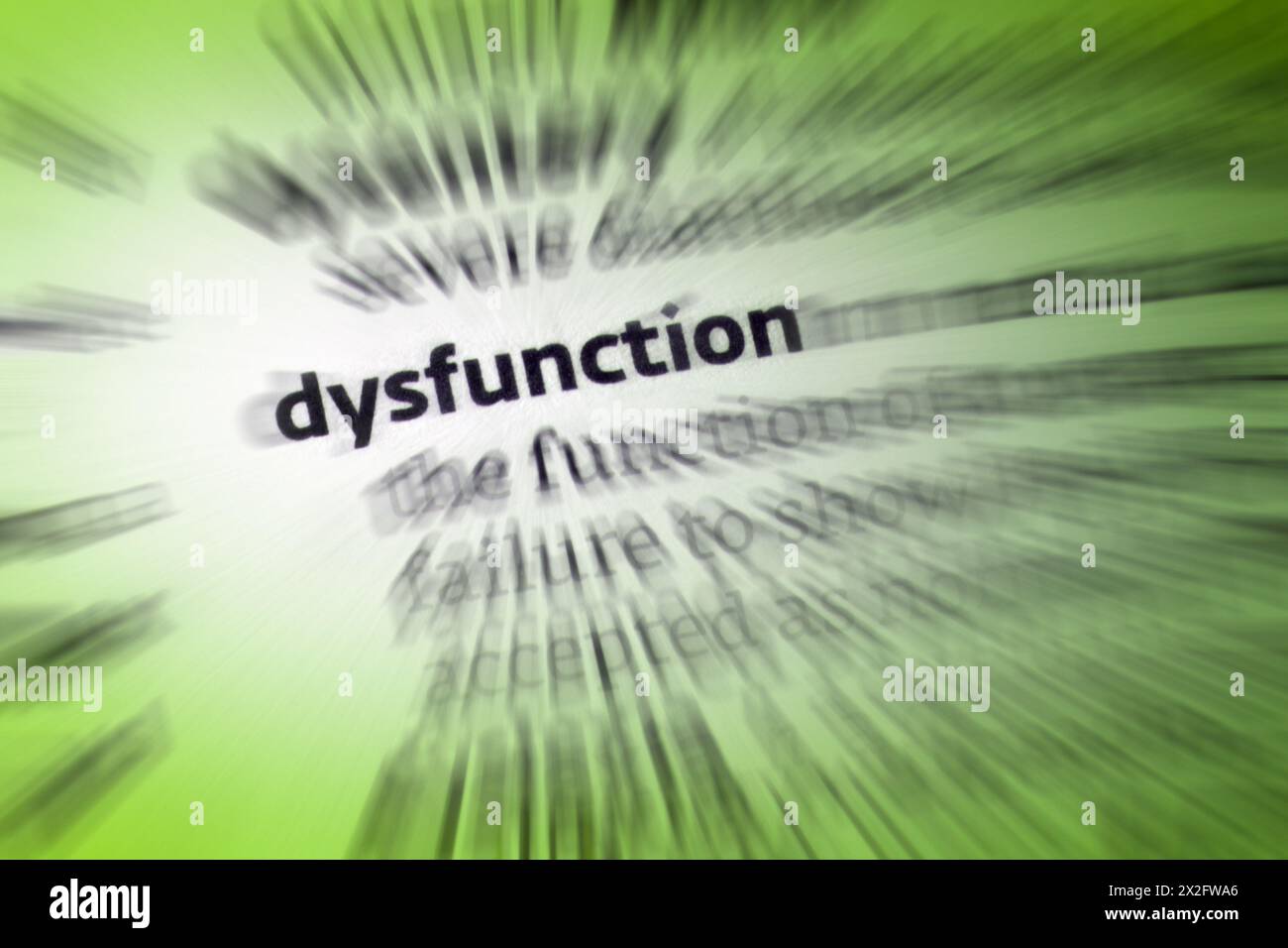 disfunzione - 1: anomalia o compromissione della funzione di un determinato organo o sistema corporeo. 2: deviazione dalle norme di comportamento sociale in a. Foto Stock
