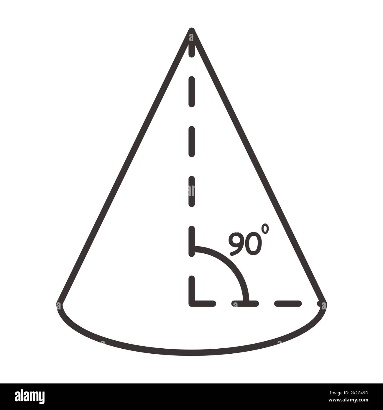 Cono geometrico con triangolo interno su sfondo bianco. Illustrazione del vettore di forma. Foto Stock