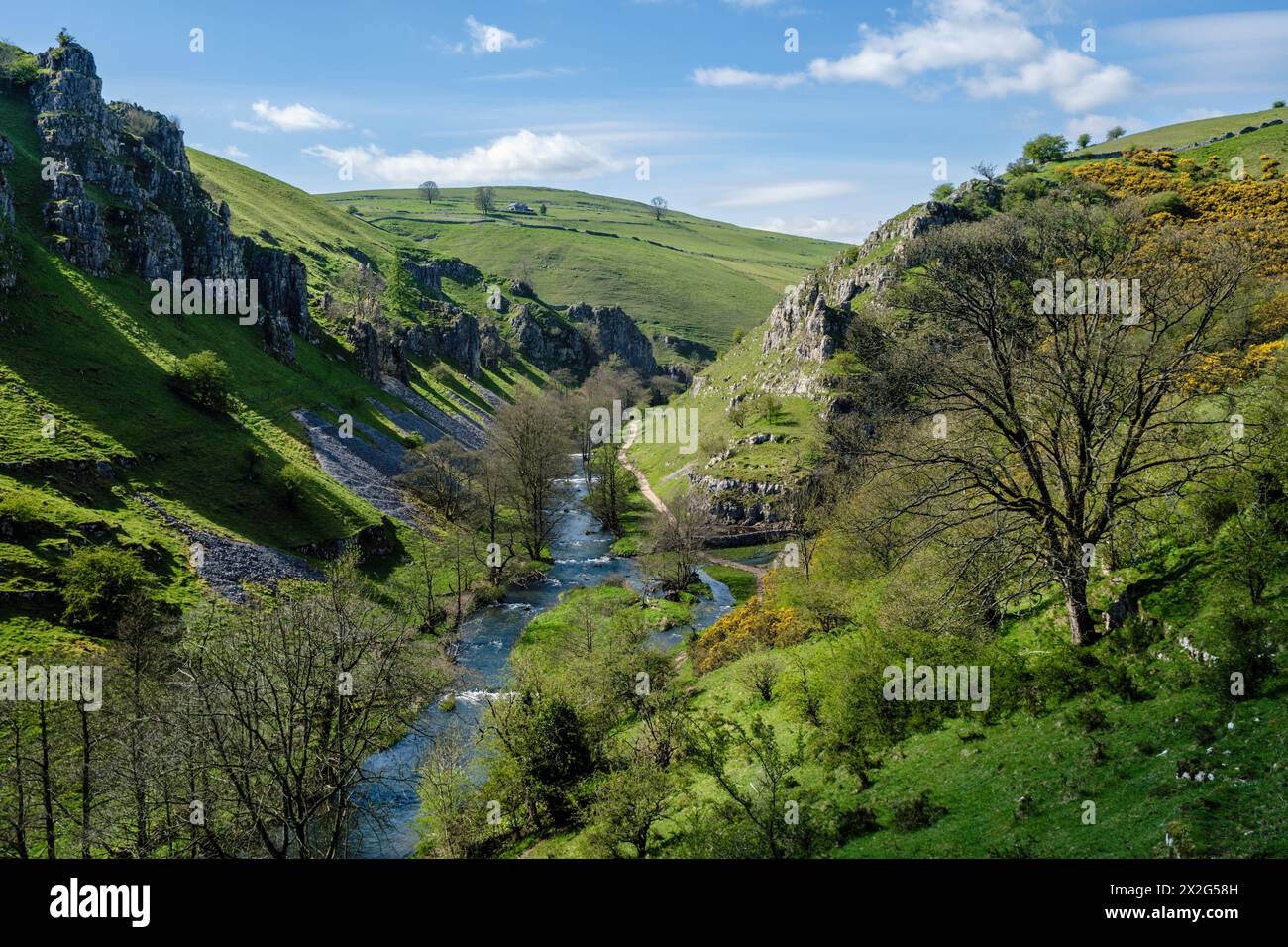 Primavera a Wolfscote Dale, Peak District National Park, Derbyshire Foto Stock