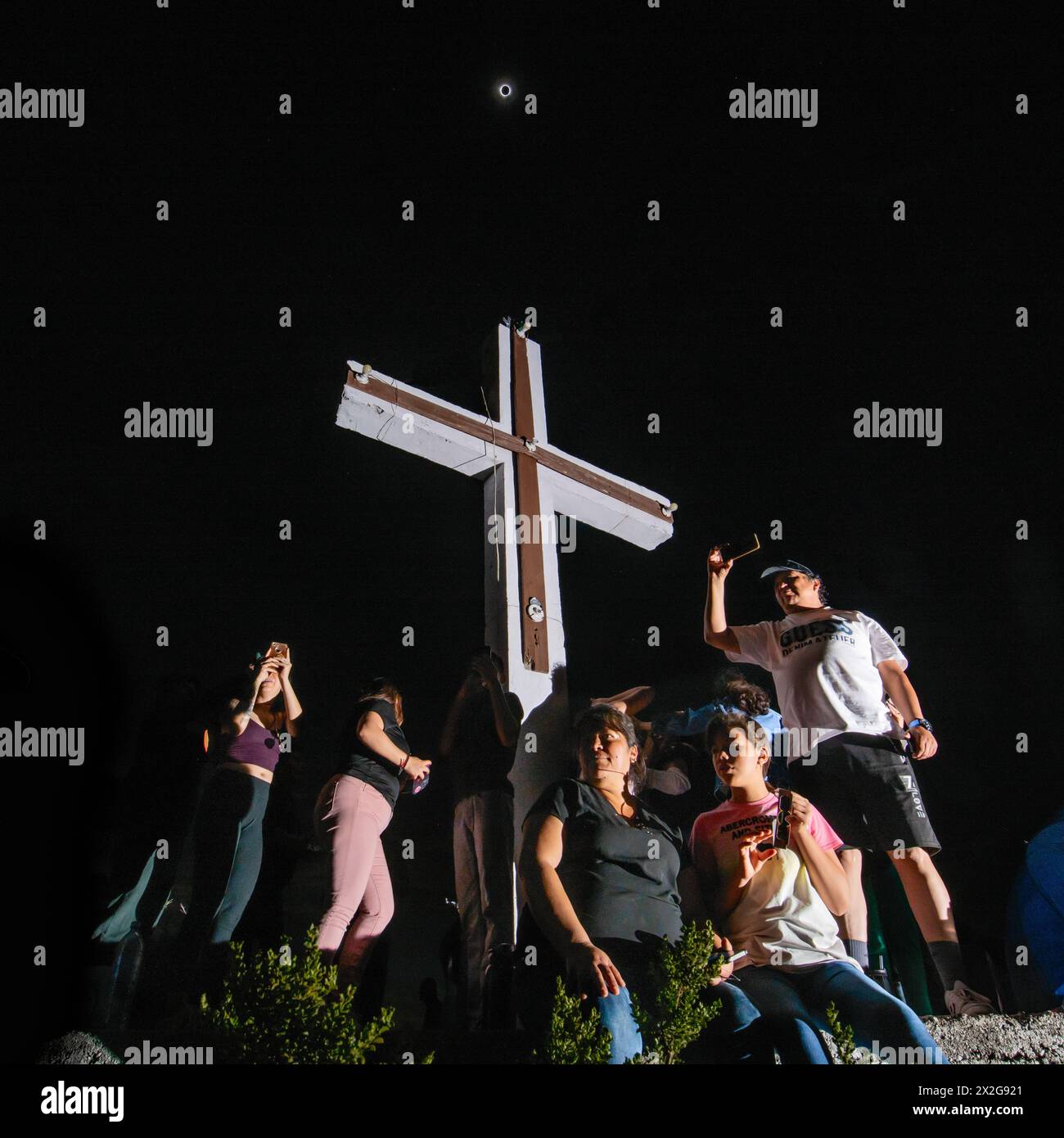 Eclipse 2024, Nazas Messico Foto Stock