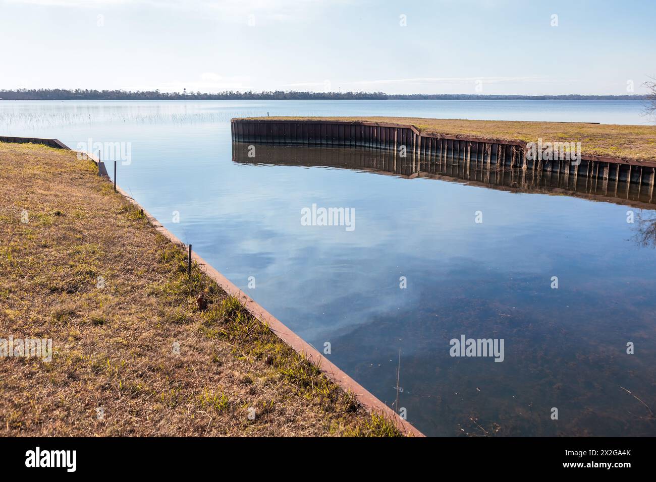 Vista del lago Seminole dal campeggio del Corps of Engineers Eastbank vicino al confine di stato della Florida in Georgia Foto Stock