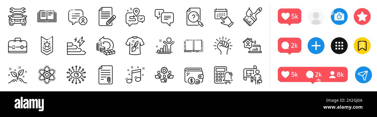 Tracolla, confezione icone vincitore e linea articolo. Per applicazioni Web. Icone dei social media. Vettore Illustrazione Vettoriale