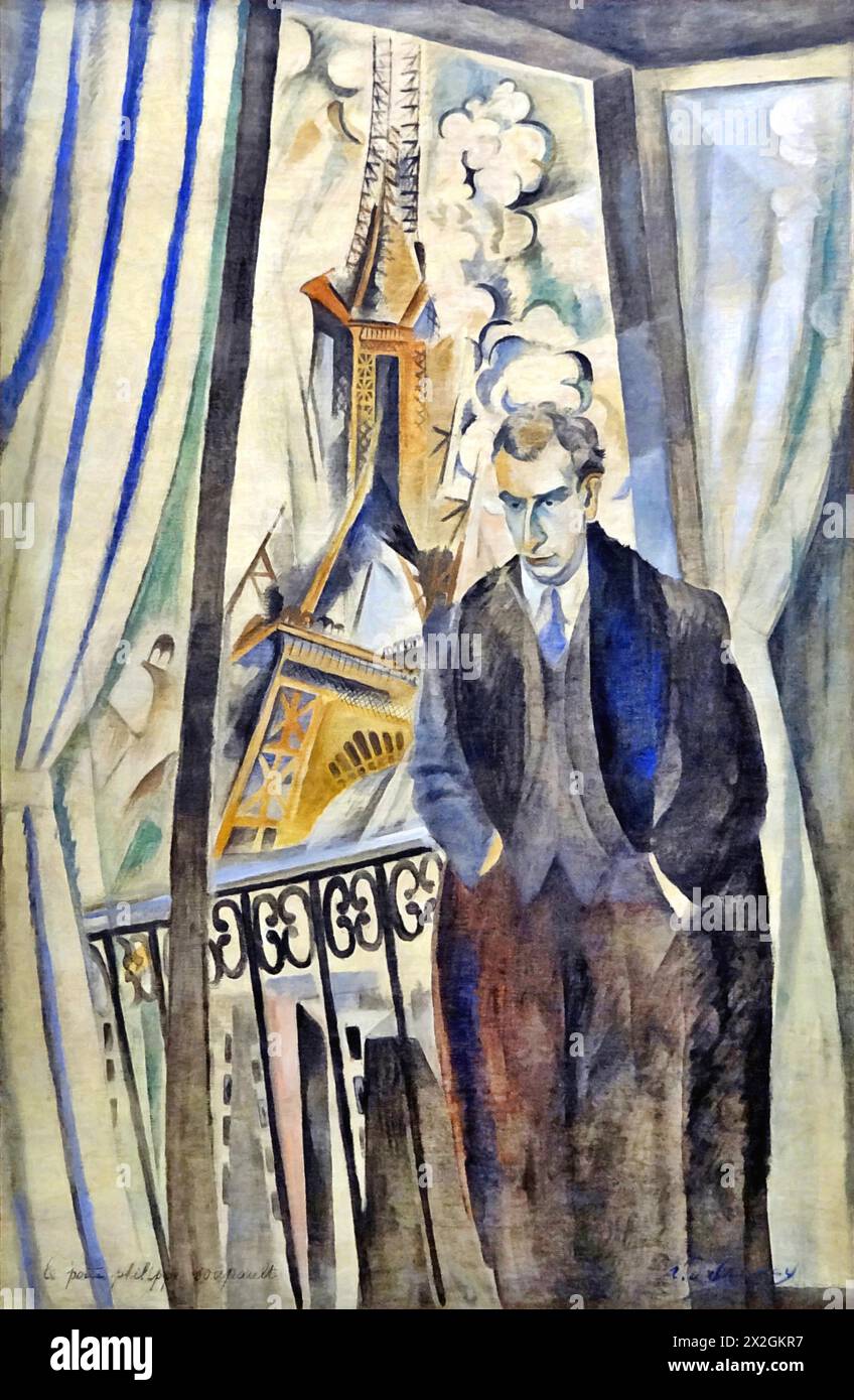 Ritratto di Philippe Soupault (Chaville, 1897-Parigi, 1990) di Robert Delaunay (1885-1941), olio su tela dell'artista Delaunay, Robert (1885-1941) francese. Illustrazione Vettoriale