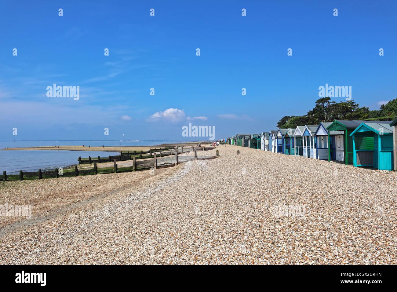 Capanne a Hill Head Beach, Lee-on-the-Solent, Fareham, Hampshire Regno Unito Foto Stock