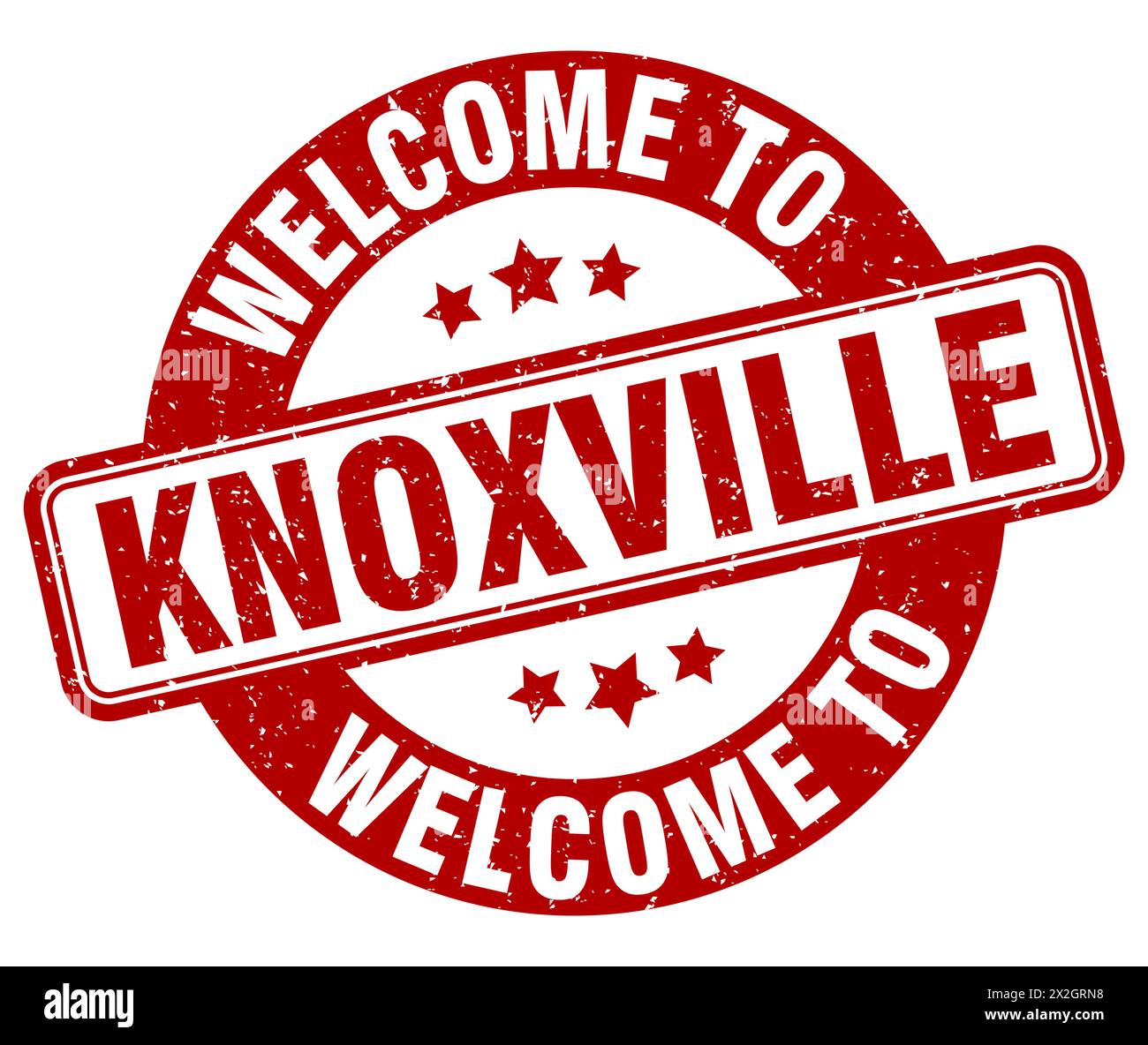 Benvenuto al francobollo di Knoxville. Cartello rotondo di Knoxville isolato su sfondo bianco Illustrazione Vettoriale