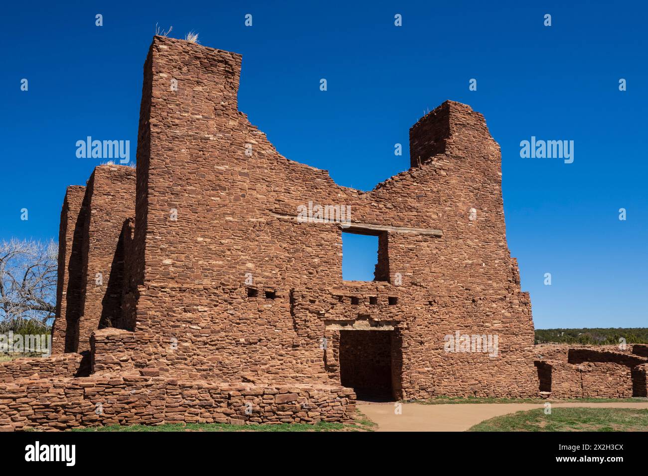 Rovine di Quarai, Salinas Pueblo Missions National Monument, Punta del Agua, New Mexico. Foto Stock