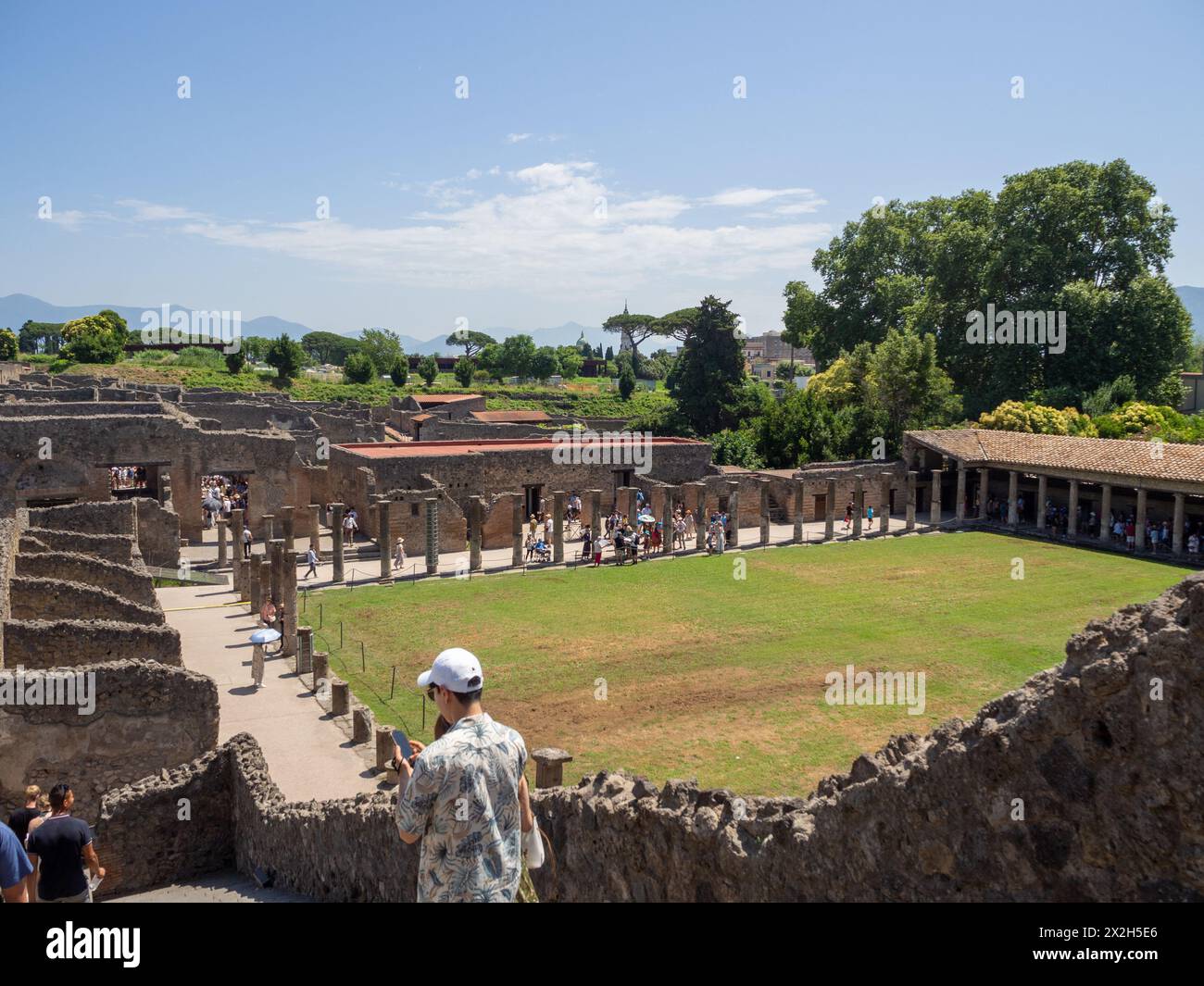 La corte porticata dei gladiatori, le rovine di Pompei, Foto Stock