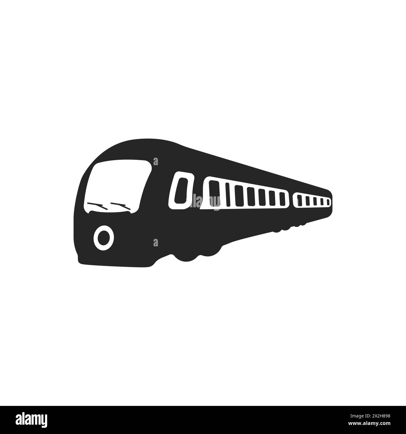 Logo nero del treno ad alta velocità. Trasporto di passeggeri tramite vettore ferroviario. Il treno sta girando. Illustrazione vettoriale. Illustrazione Vettoriale
