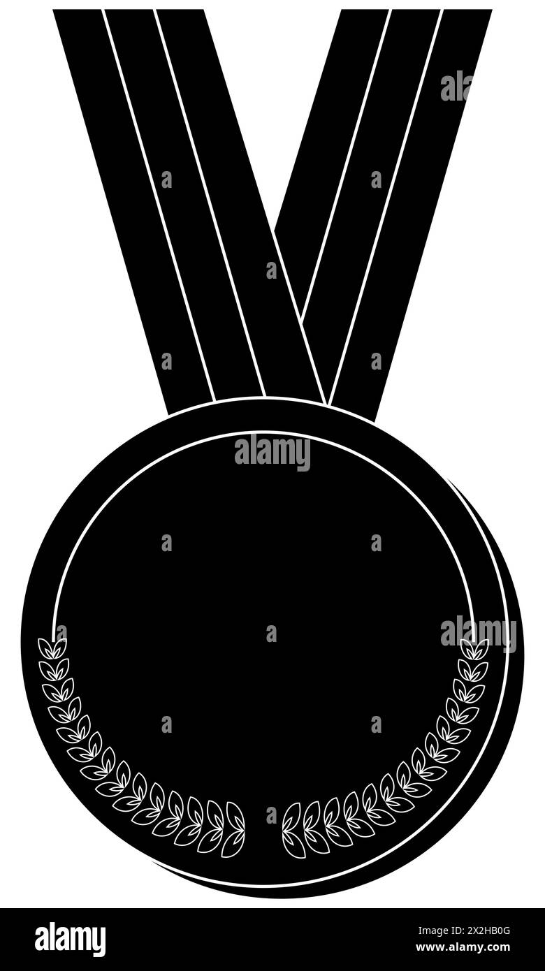 Silhouette Sports Medal, vettoriale vincitore del premio monocromatico in bianco e nero su sfondo bianco Illustrazione Vettoriale