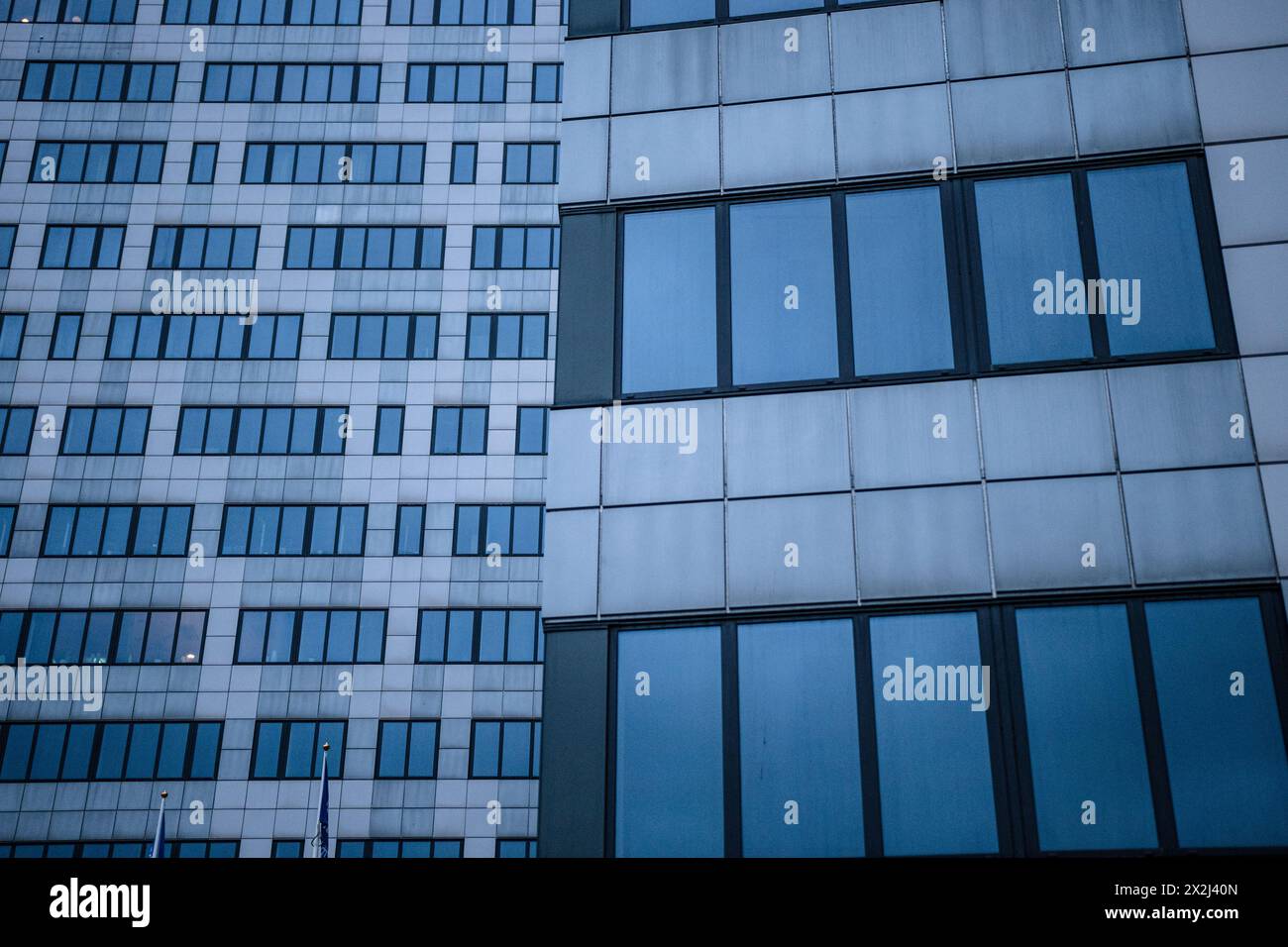 Finestre di due alti edifici adibiti a uffici Foto Stock