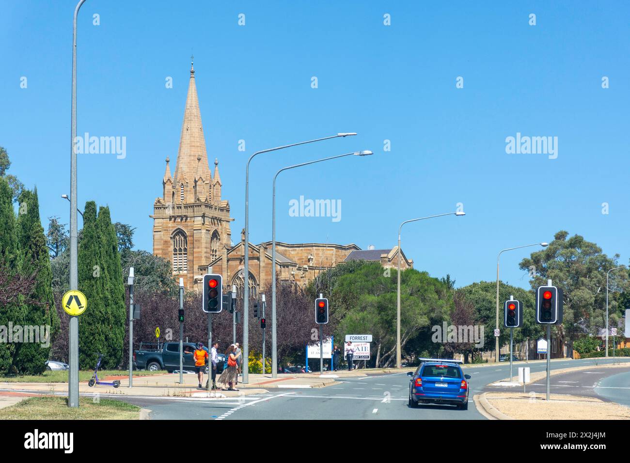 Chiesa presbiteriana di Sant'Andrea dalla A23 Road, Capital Hill, Parliamentary Triangle, Canberra, Australian Capital Territory, Australia Foto Stock