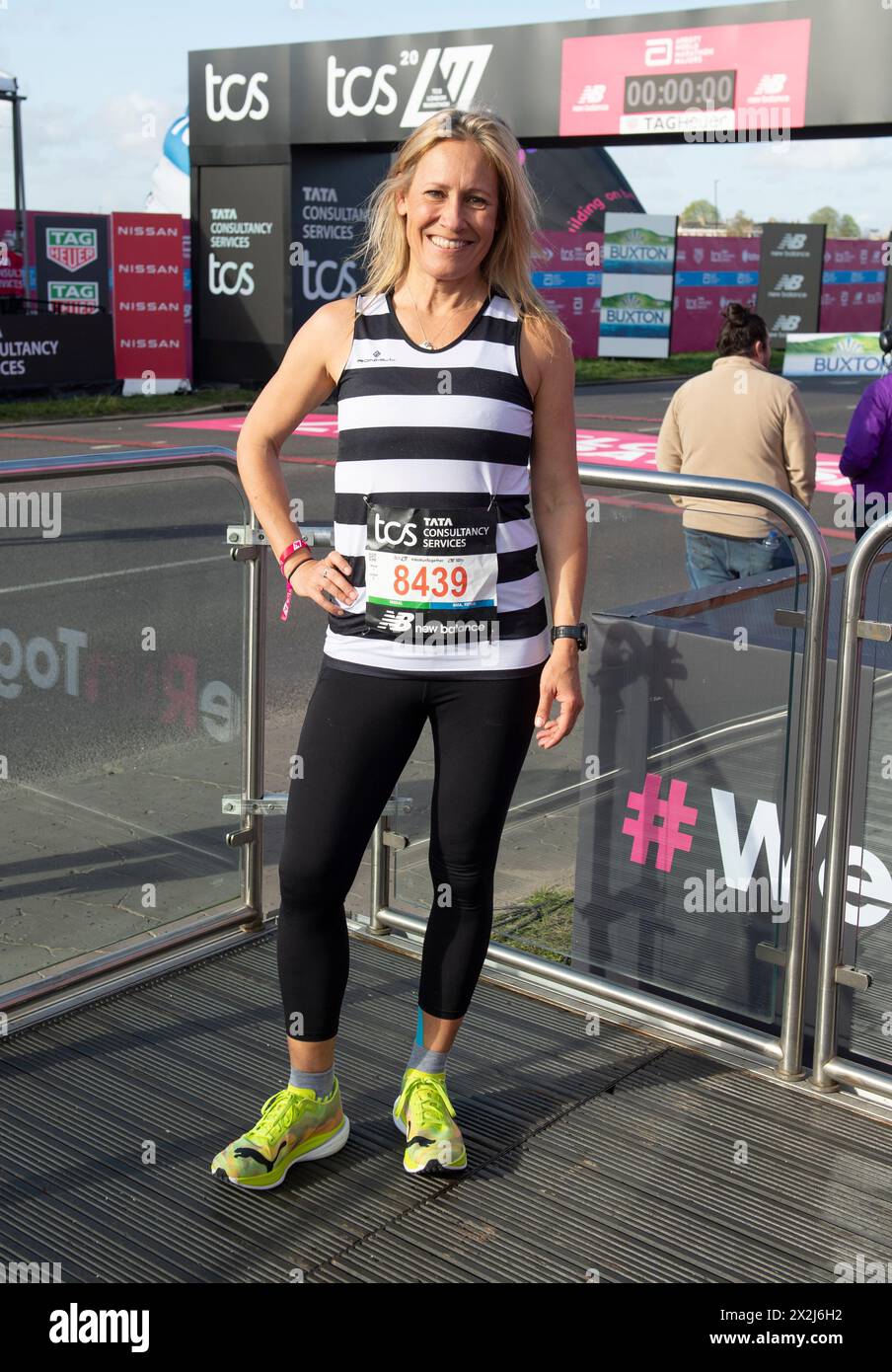 Sophie Raworth ha fotografato in vista della partenza della TCS London Marathon 2024 il 21 aprile 2024 a Londra, Inghilterra. Foto Gary Mitchell Foto Stock