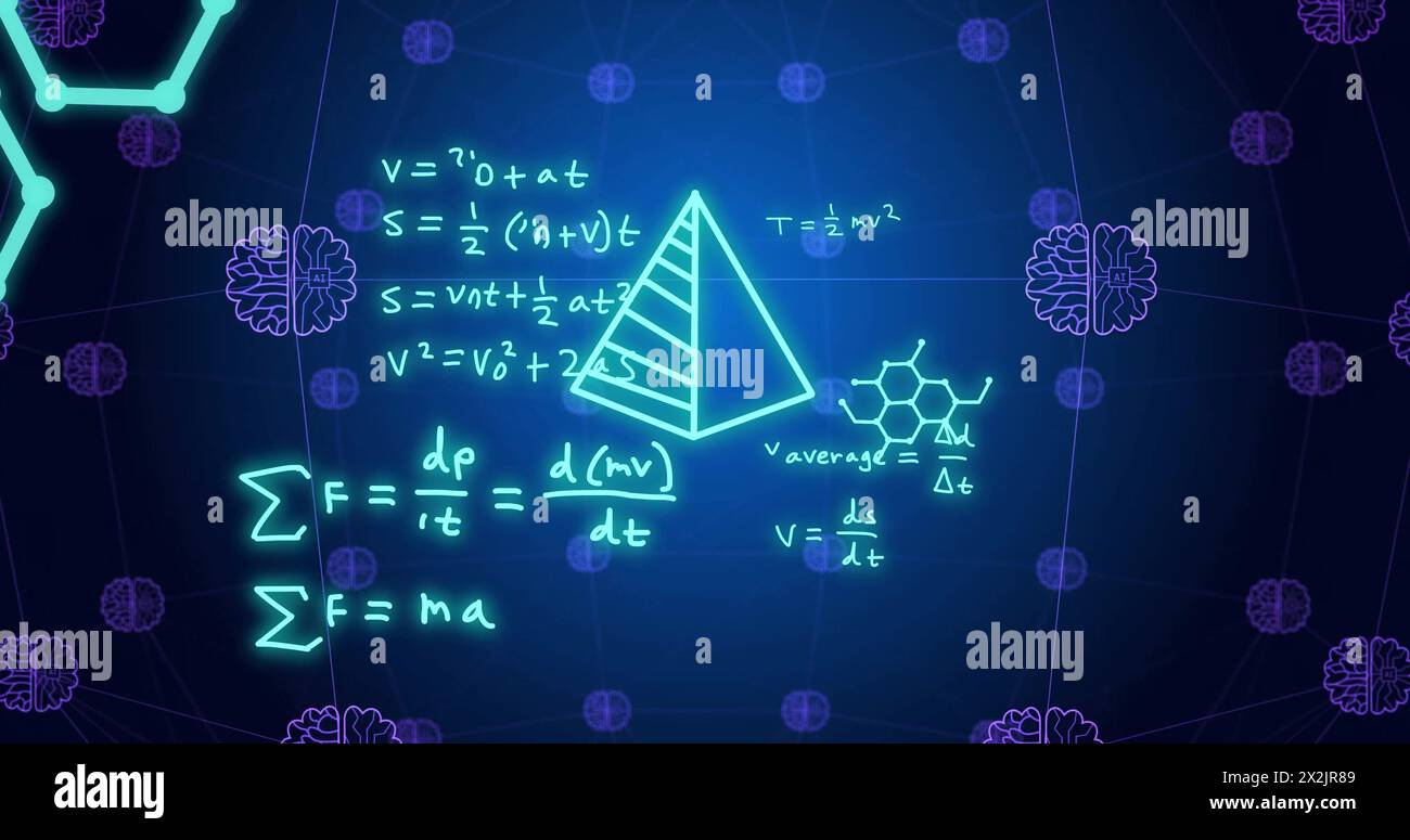 Immagine dell'elaborazione dei dati scientifici e delle icone dell'intelligenza artificiale Foto Stock