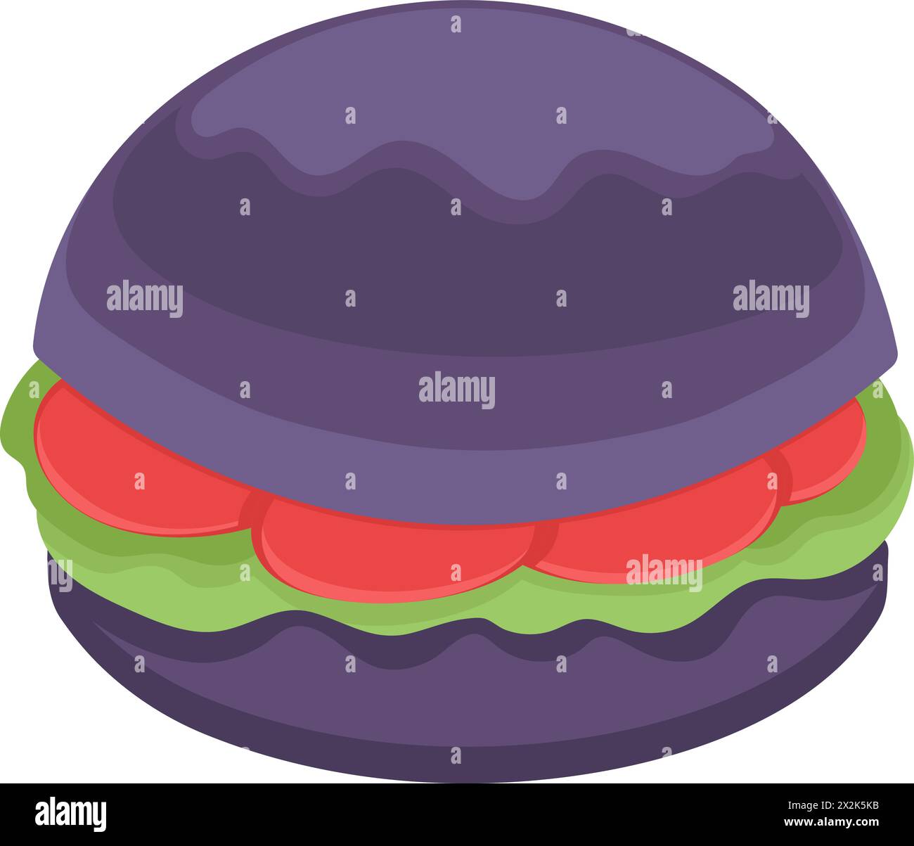 icona piatta, nuovo menu hamburger con taro viola, disegno creativo Illustrazione Vettoriale