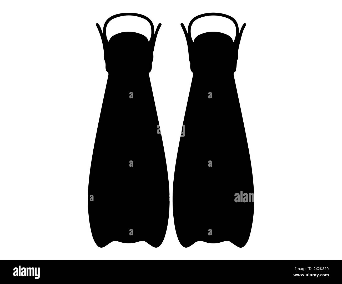 Pinne da snorkeling silhouette grafica vettoriale Illustrazione Vettoriale