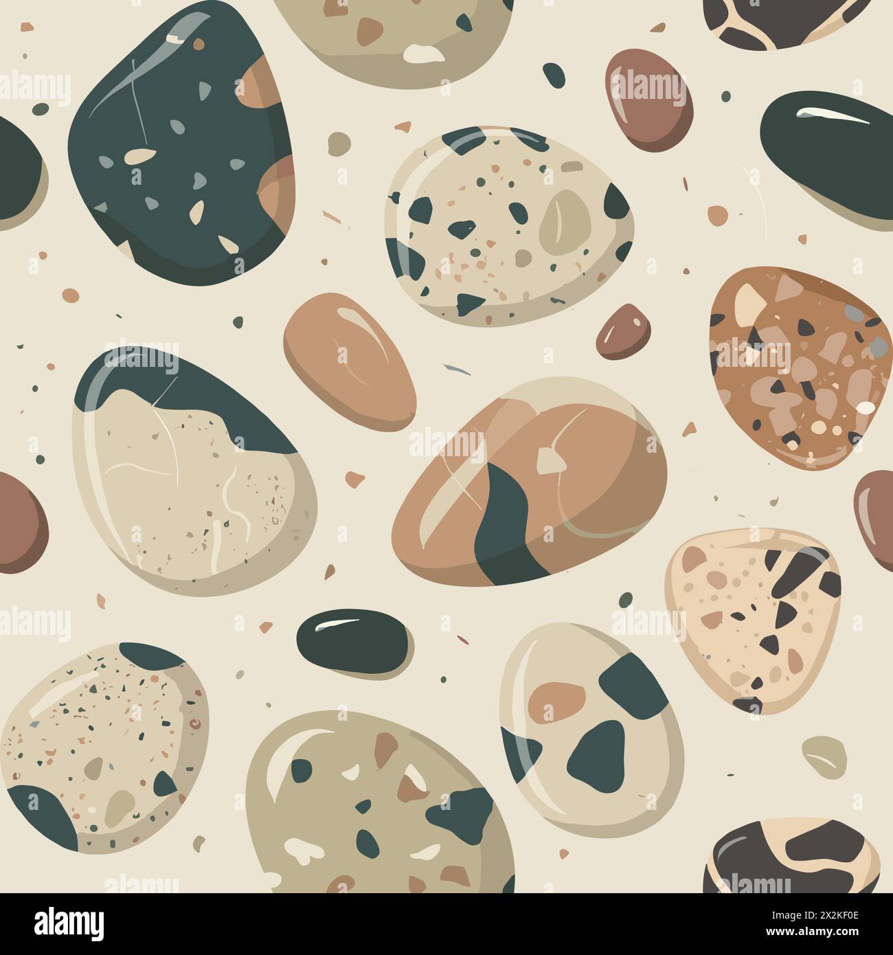 Un motivo di rocce con uno schema di colore marrone e nero. Illustrazione Vettoriale