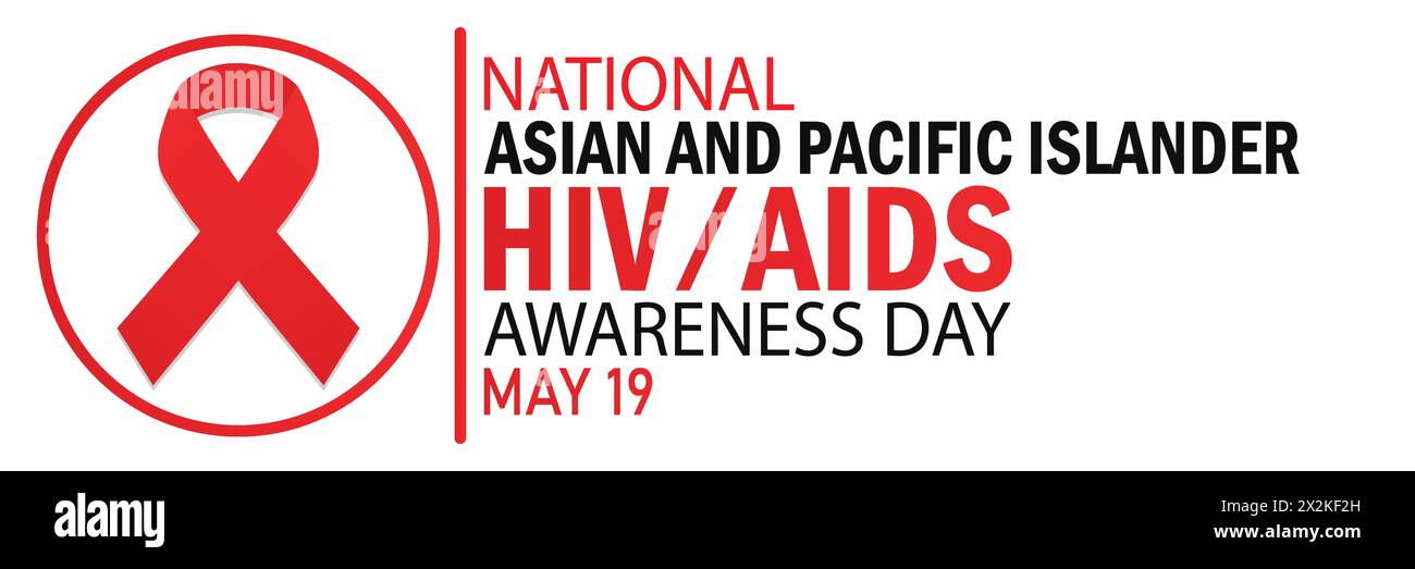 Giornata nazionale di sensibilizzazione sull'HIV AIDS nelle isole asiatiche e del Pacifico. 19 maggio. Adatto per biglietti d'auguri, poster e striscioni. Illustrazione vettoriale. Illustrazione Vettoriale