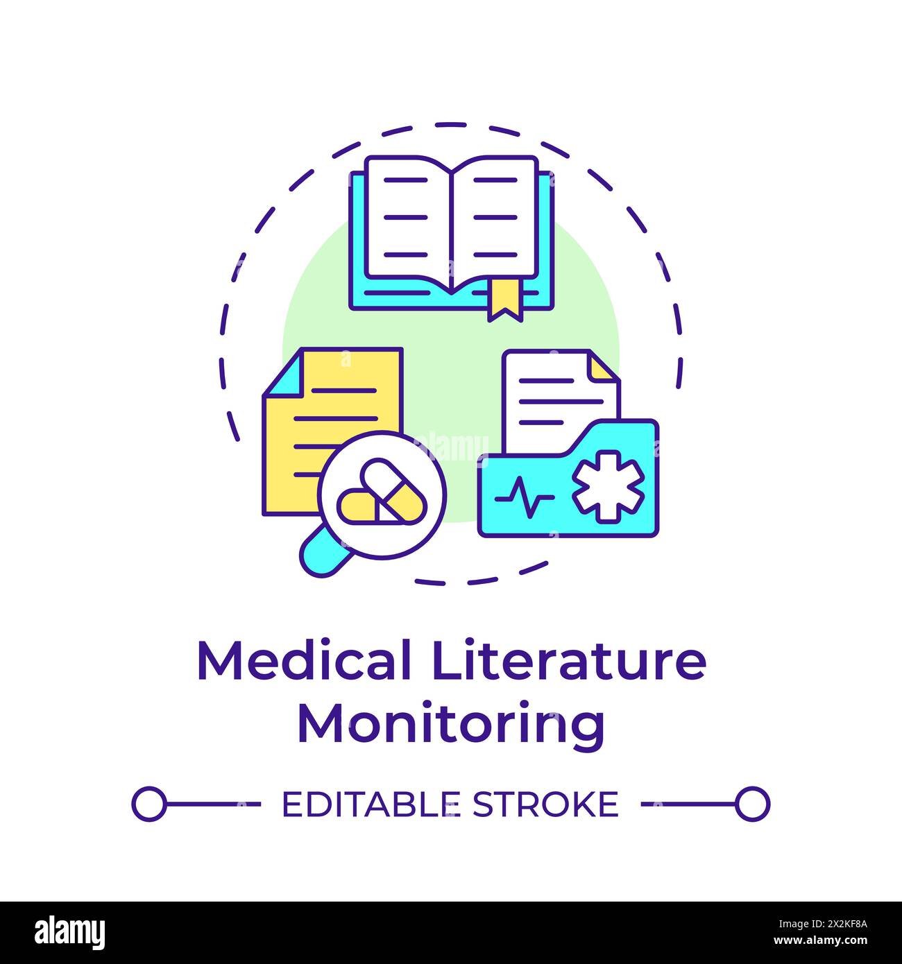 Icona del concetto di monitoraggio multicolore della letteratura medica Illustrazione Vettoriale