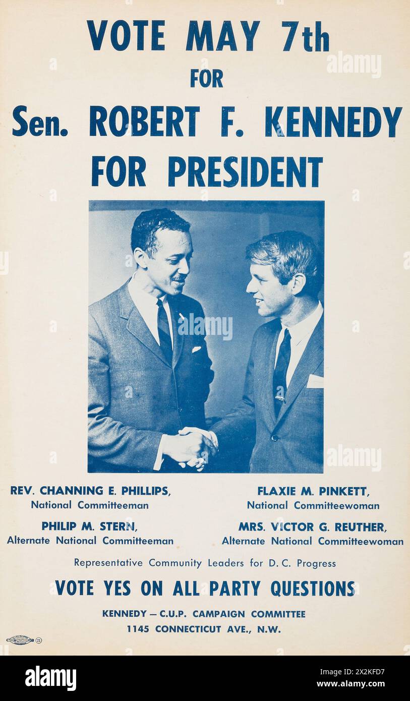 RFK - Robert Kennedy per il presidente - 1968 campagna poster con Civil Rights Association Foto Stock