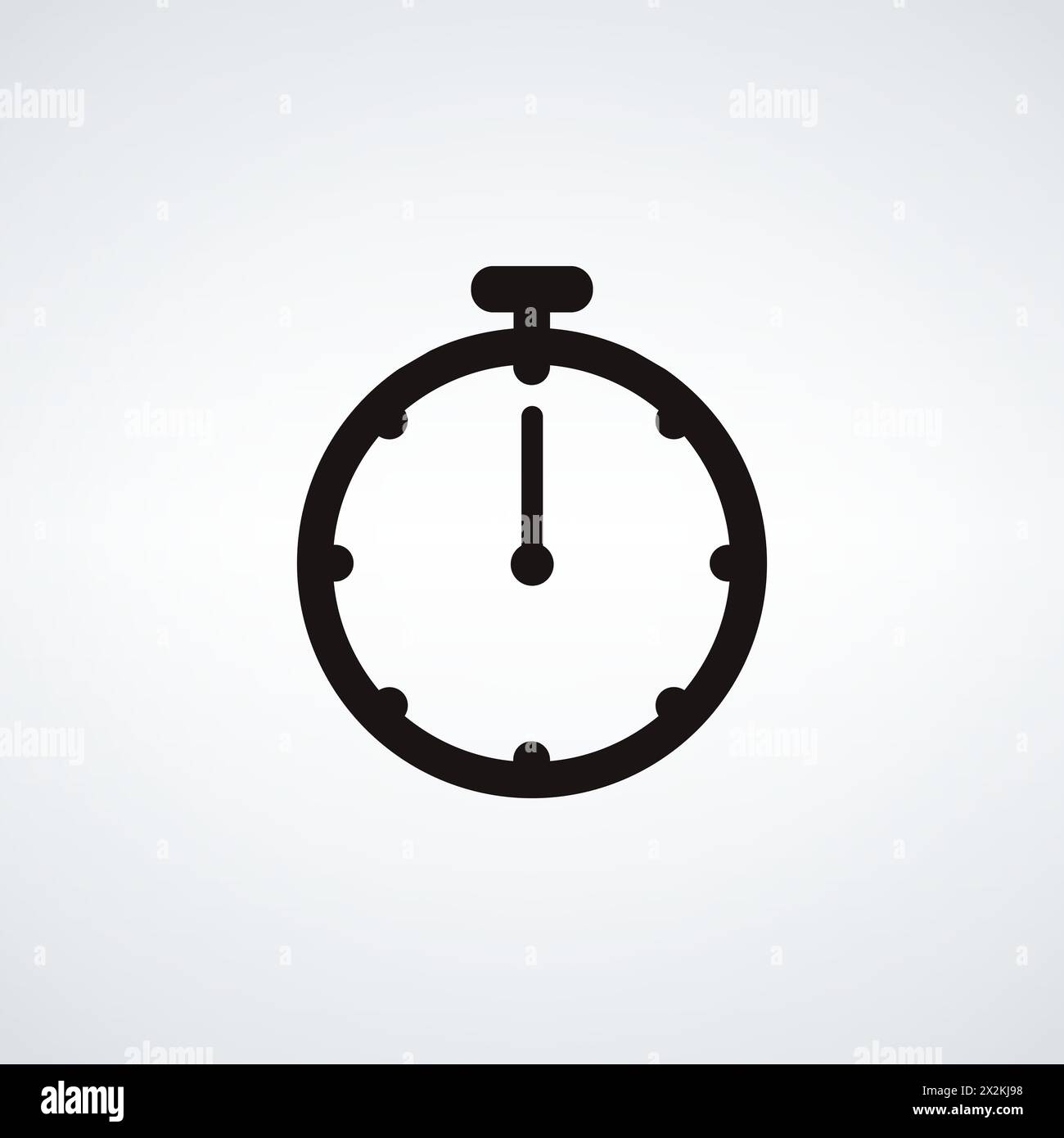 Icona cronometro o timer, logo. Cronometro, segnale intervallo scadenza. Misurazione del tempo immagine vettoriale stock isolata su sfondo bianco. Illustrazione Vettoriale