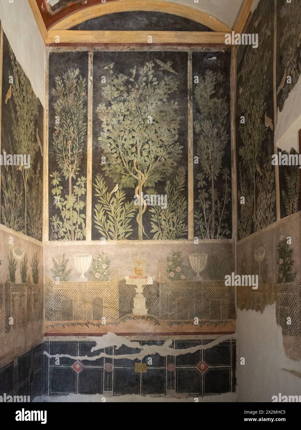 Antico affresco romano di Pompei (Casa del frutteto) Italia Foto Stock