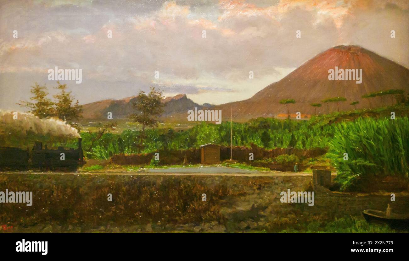 Sotto il Vesuvio in serata di Gioacchino Toma (1836-1891), 1886, olio su tela Foto Stock
