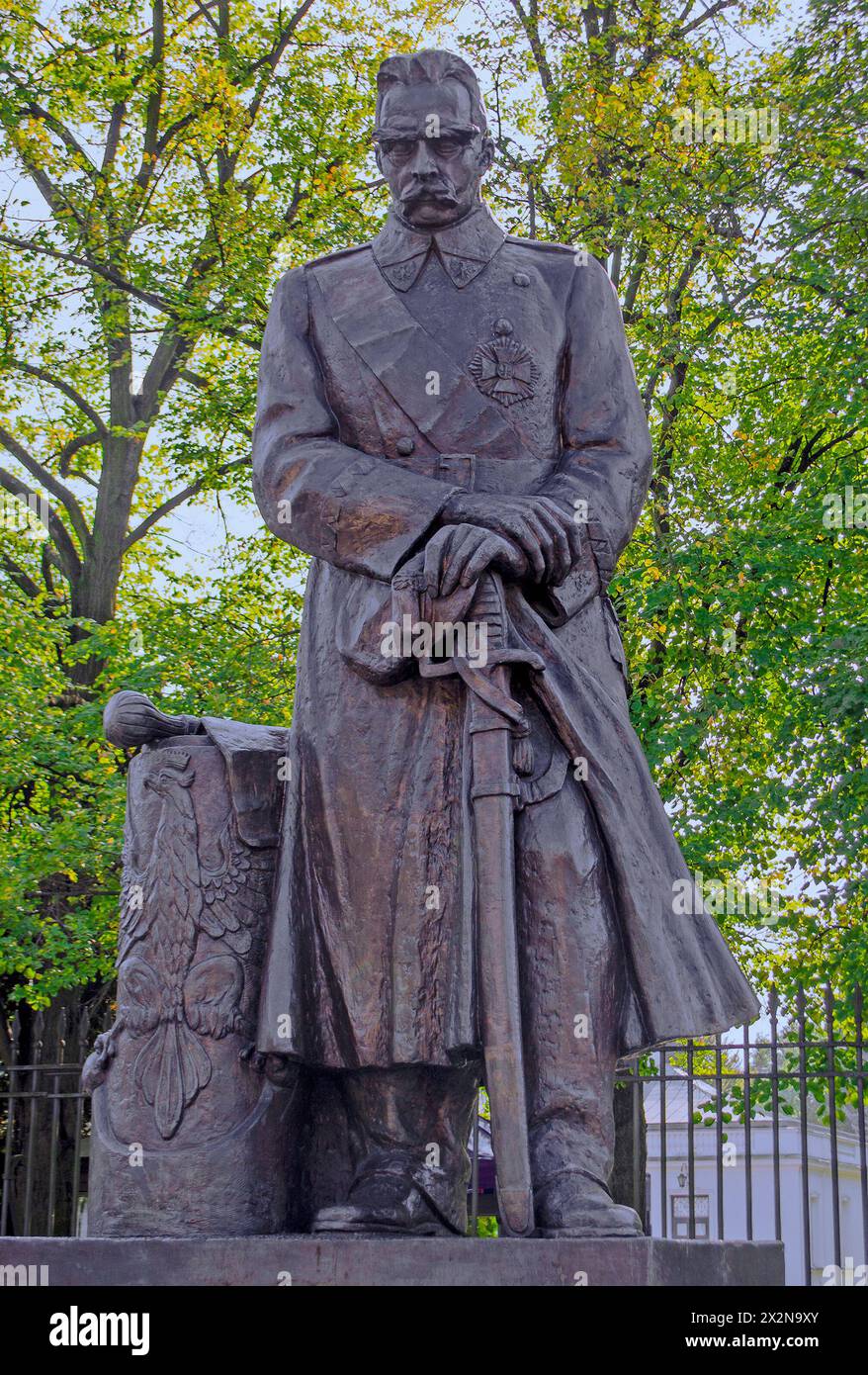 Statua del maresciallo Josef Pilsudski a Varsavia, Polonia Foto Stock