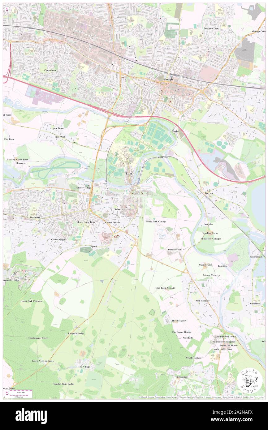 The Castle, Royal Borough of Windsor and Maidenhead, GB, Regno Unito, Inghilterra, N 51 28' 55'', S 0 36' 25'', mappa, Cartascapes Map pubblicata nel 2024. Esplora Cartascapes, una mappa che rivela i diversi paesaggi, culture ed ecosistemi della Terra. Viaggia attraverso il tempo e lo spazio, scoprendo l'interconnessione del passato, del presente e del futuro del nostro pianeta. Foto Stock