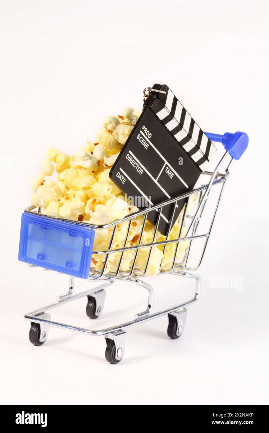carrello in miniatura con latander, popcorn Foto Stock