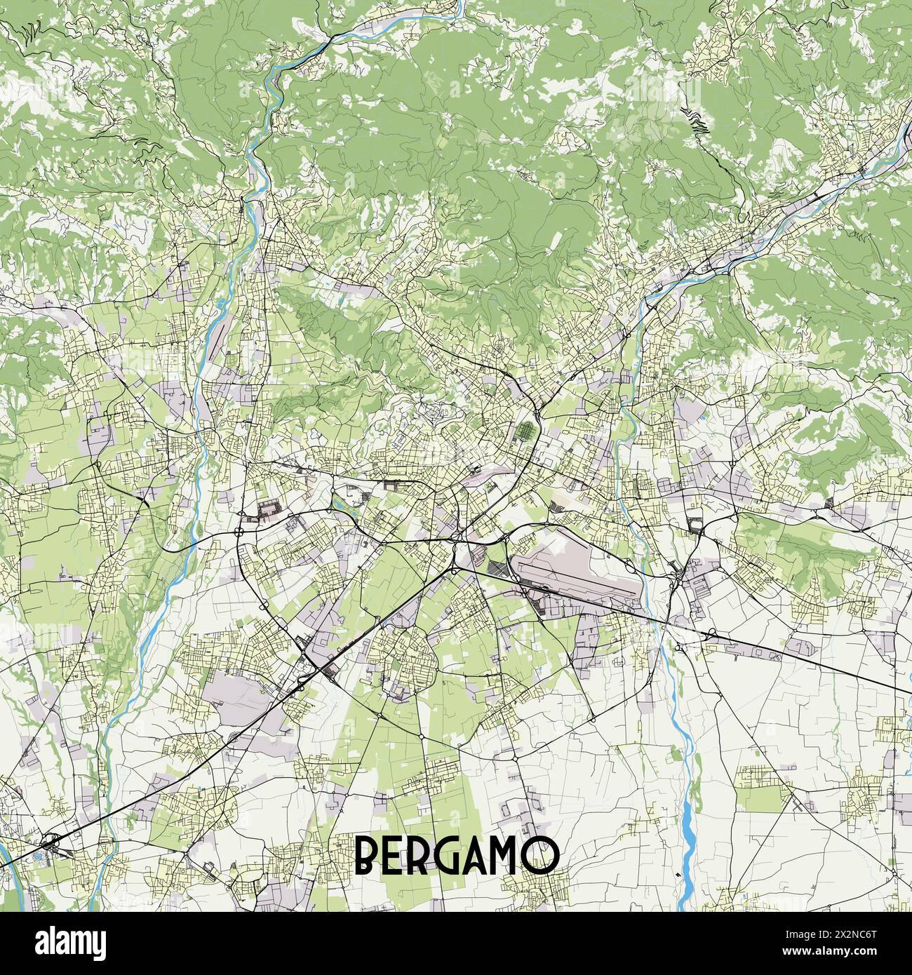 Bergamo, Italia cartina poster art Illustrazione Vettoriale