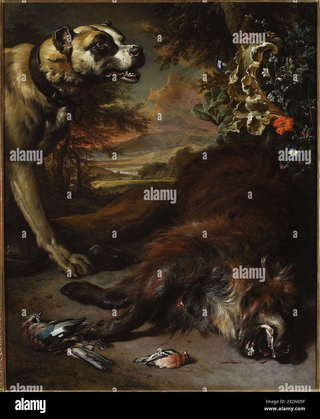 Natura morta (1705), olio su tela, 123 x 99 cm, Museo Nazionale, Varsavia Jan Weenix Foto Stock